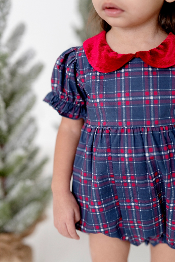 Quinn Collared Bubble in Holiday Plaid PRE-ORDER