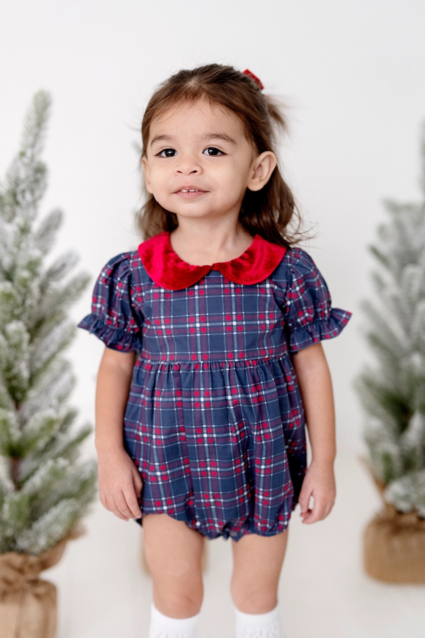 Quinn Collared Bubble in Holiday Plaid