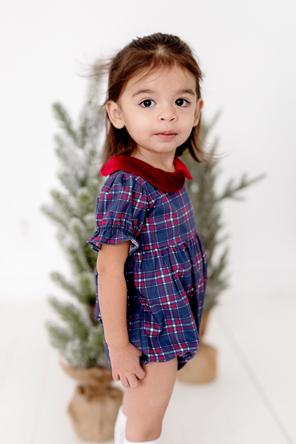 Quinn Collared Bubble in Holiday Plaid