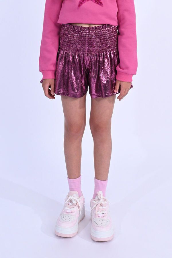 Metallic Pink Knitted Shorts