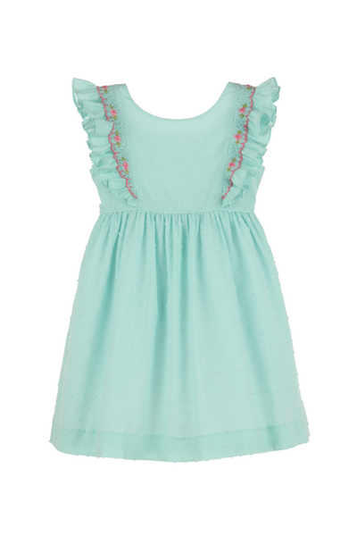 Summer Dotted Smocked Dress in Mint