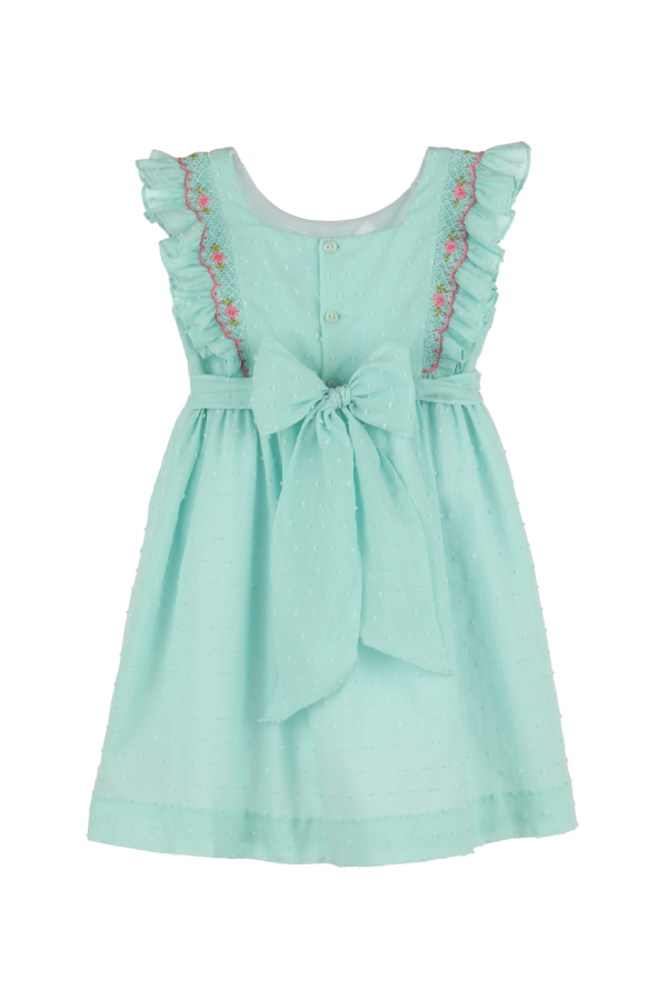 Summer Dotted Smocked Dress in Mint