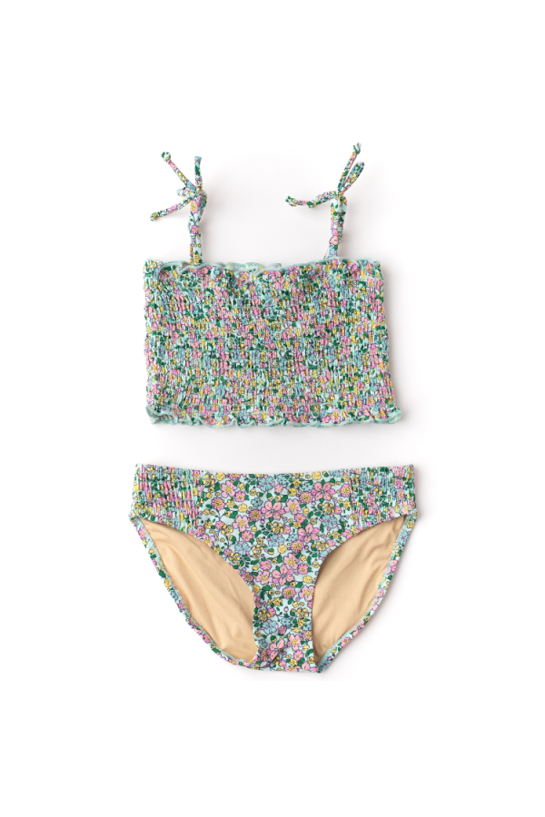 Mint Ditsy Floral Smocked Bikini