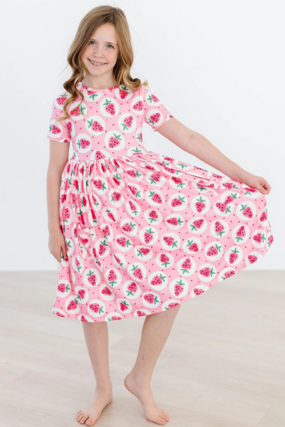 Strawberry Fields Short Sleeve Pocket Twirl Dress