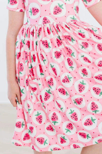 Strawberry Fields Short Sleeve Pocket Twirl Dress