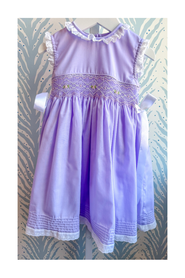 Gaby Lavender Geometric Smocked Dress