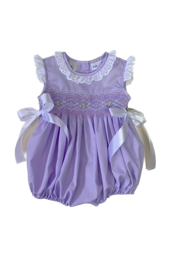 Rosie Lavendar Geometric Smocked Bubble