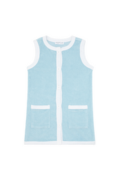 Girls Pacific Blue French Terry Button Down Dress