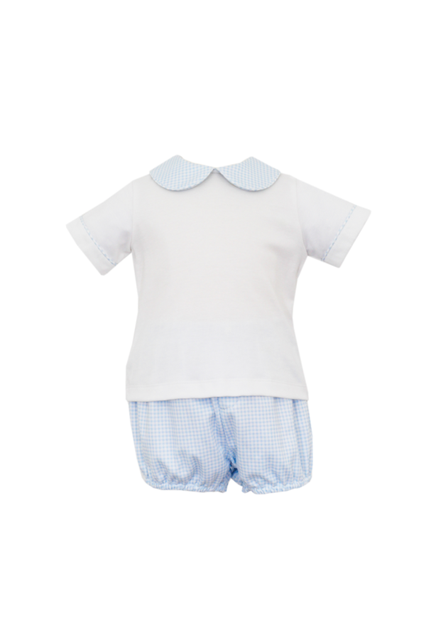 Sam Diaper Set in Light Blue Gingham Knit