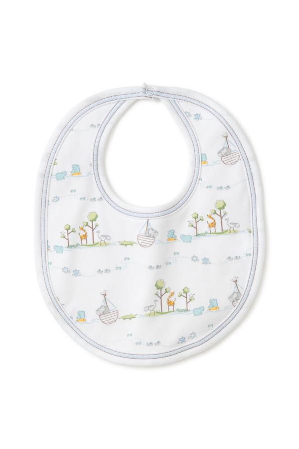 Noah's Print Bib in Light Blue