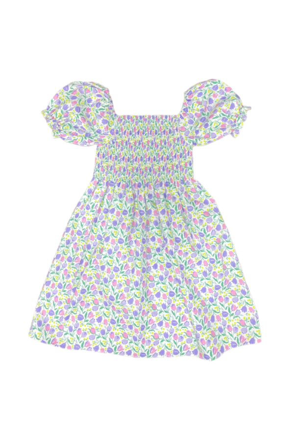 Smocked Dress in Tulips