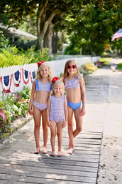 Stars and Stripes One Shoulder Top with Blue Bottom