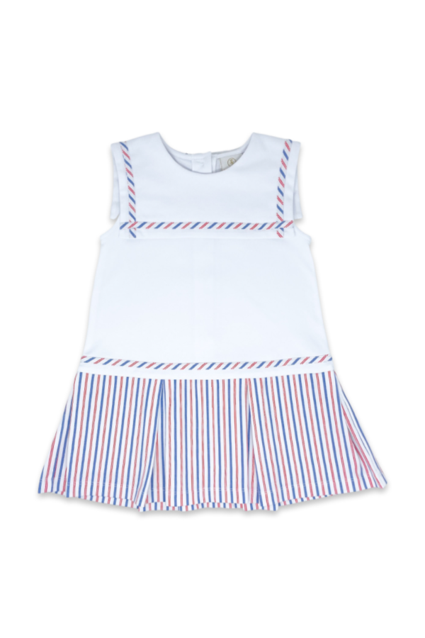 Hadley Dress in Patriotic Pinstripe