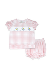 Lagniappe Bloomer Set Pink Check Honeycomb