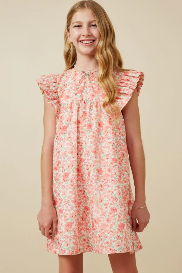 Floral Dress in Coral