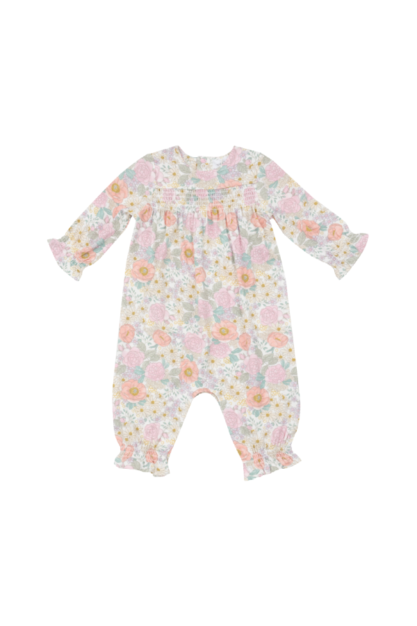 Peonies and Roses Smocked Romper