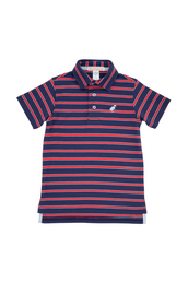 Prim and Proper Polo Short Sleeve Nantucket Navy Richmond Red Buckhead Blue Stripe