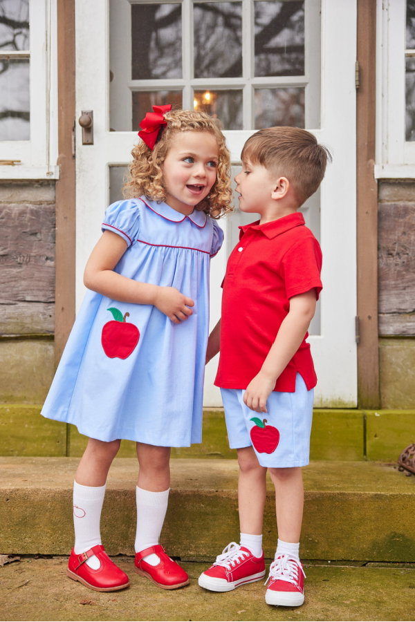 Peter Pan Pocket Dress - Apples