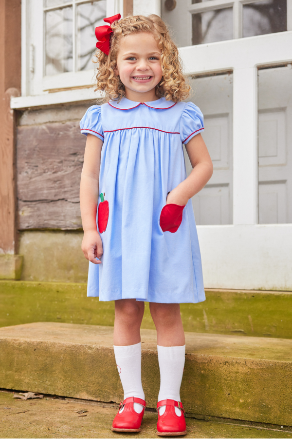 Peter Pan Pocket Dress - Apples