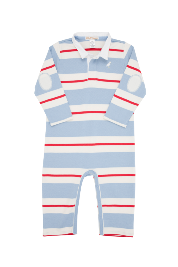 Sir Proper's Rugby Romper Barrington Blue Richmond Red Palmetto Pearl White