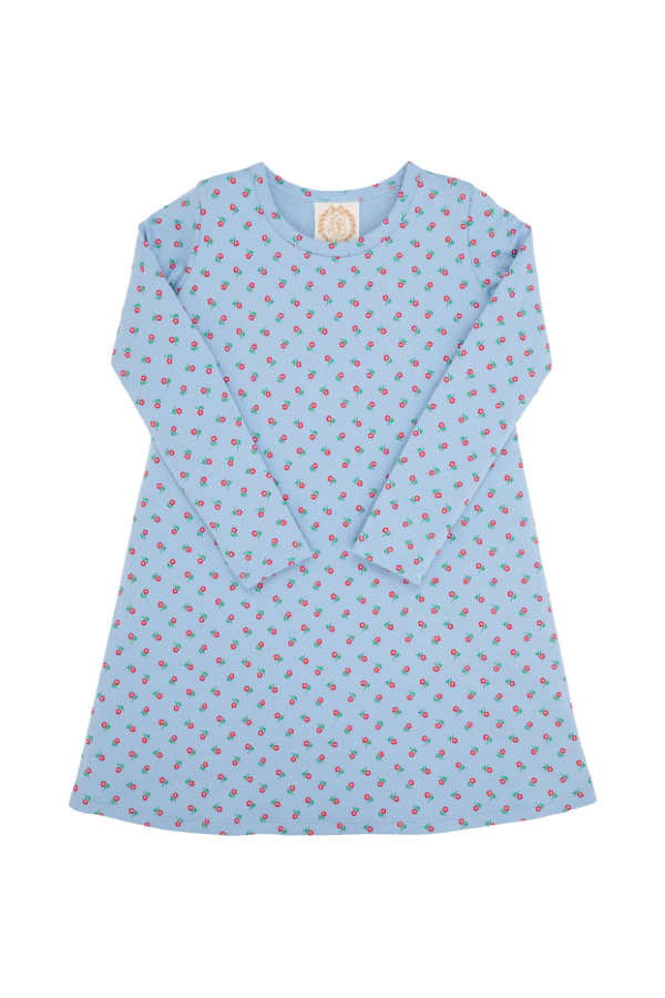 Long Sleeve Polly Play Dress Barrington Blue Midway Micro Floral (Normal Weight)