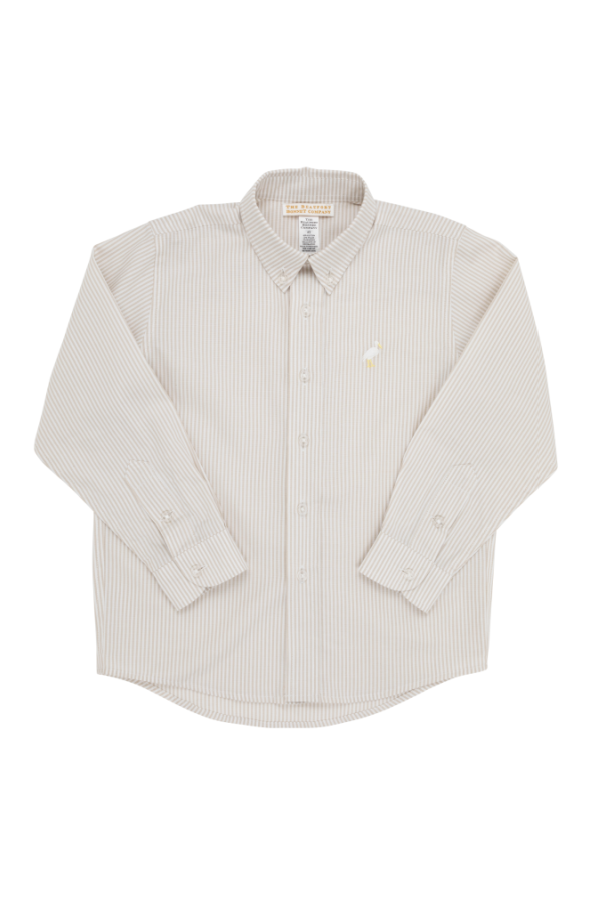 Deans List Shirt Oxford Keeneland Khaki Stripe