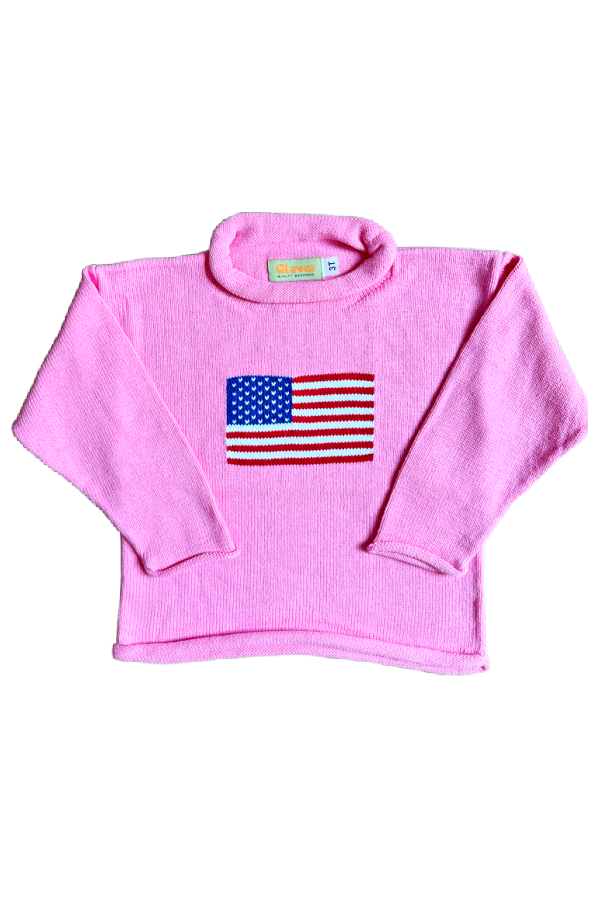 Pink American Flag Rollneck Sweater