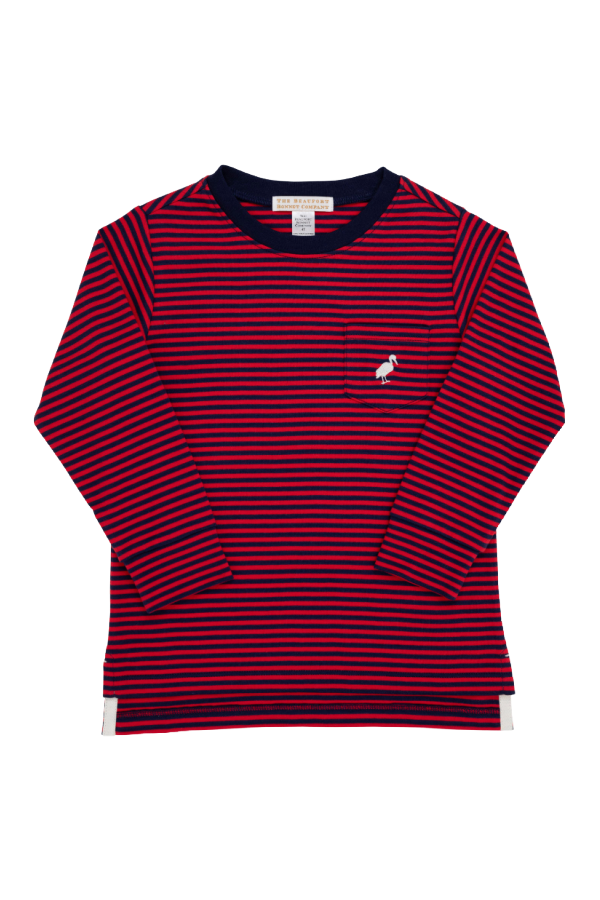 Long Sleeve Carter Crewneck Richmond Red Nantucket Navy Stripe