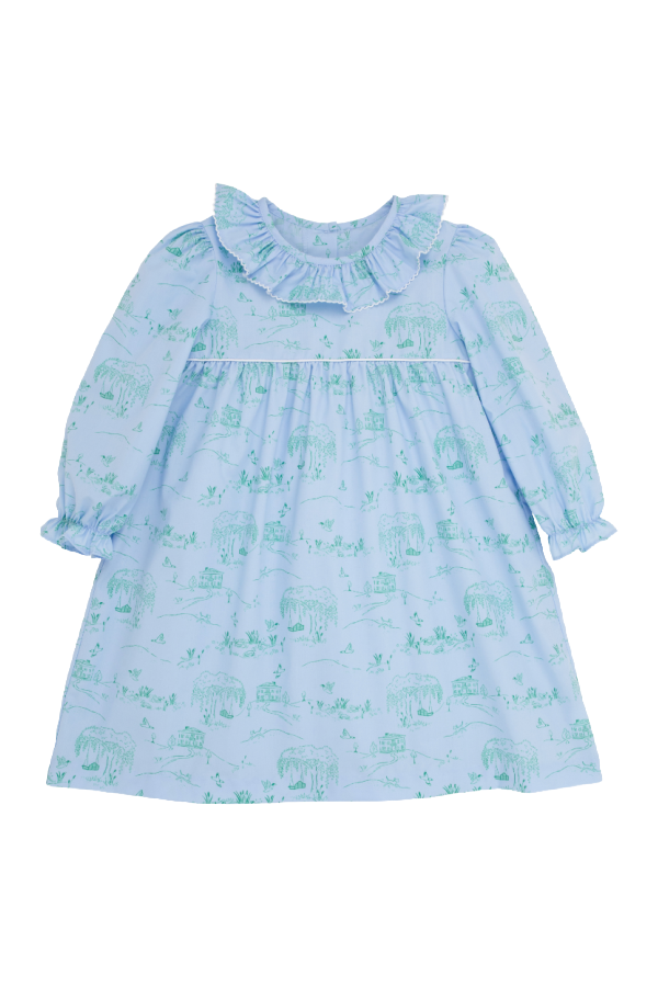 Long Sleeve Ramona Ruffle Dress Germantown Toile