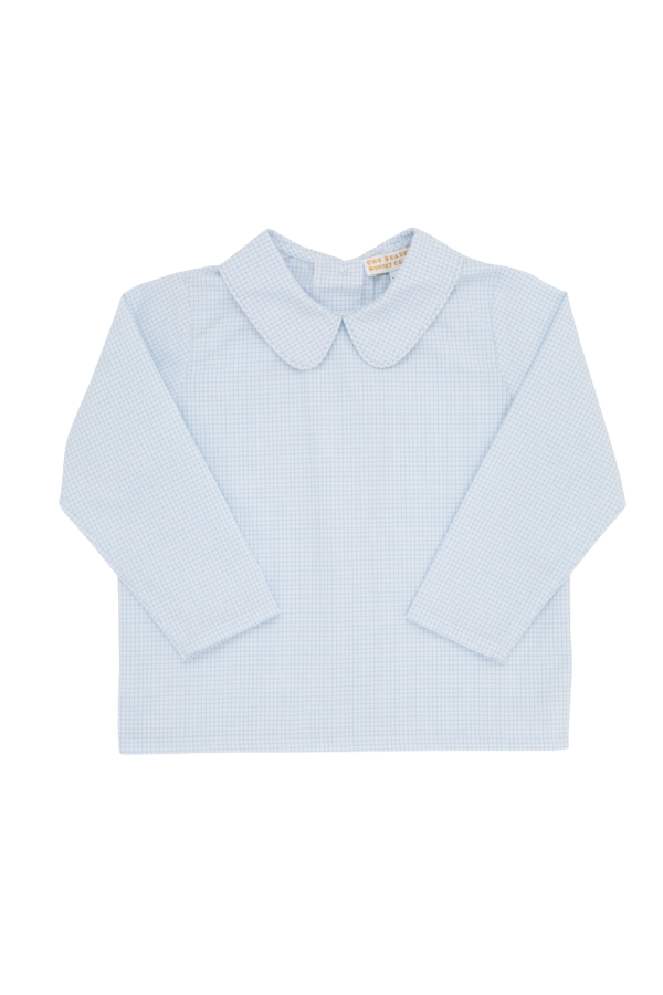 Peter Pan Collar Shirt Long Sleeve Barrington Blue Mini Windowpane