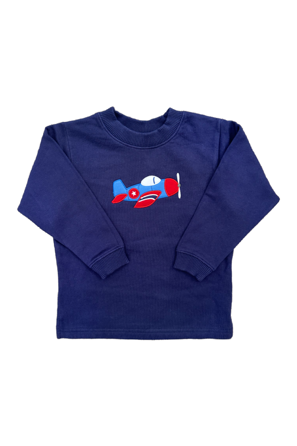 Fighter Plane Applique Sweatshirt Navy