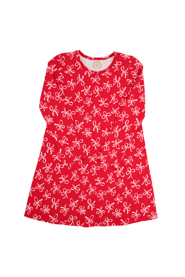 Long Sleeve Polly Play Dress Bustling Bows