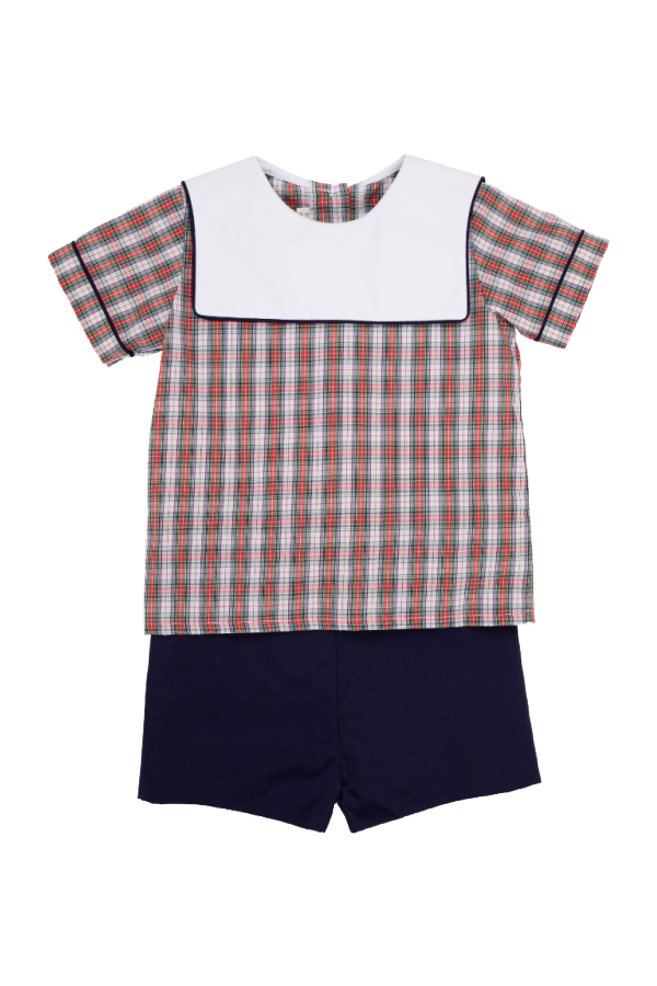 Shepherd Short Set Merritt Park Plaid Nantucket Navy Worth Avenue White