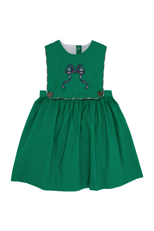 Brady Button In Dress Bow Kiawah Kelly Green Merritt Park Plaid