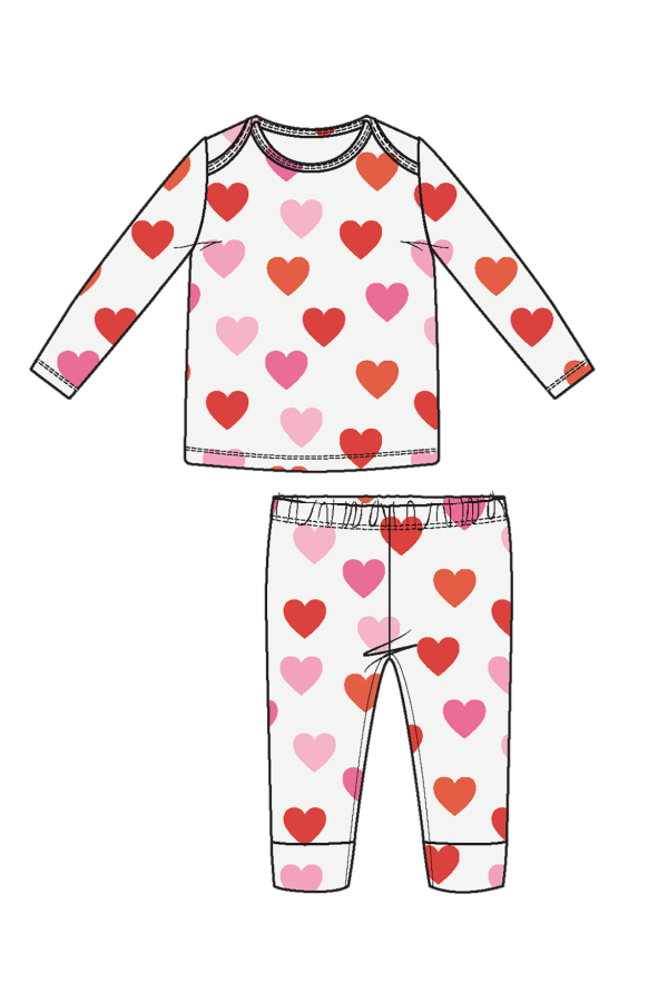 Big Hearts Long Sleeve Loungewear Set