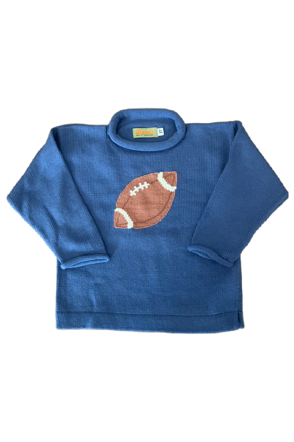 Blue Retro Football Rollneck Sweater