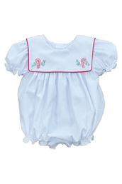 Candy Cane White Embroidered Girl Bubble