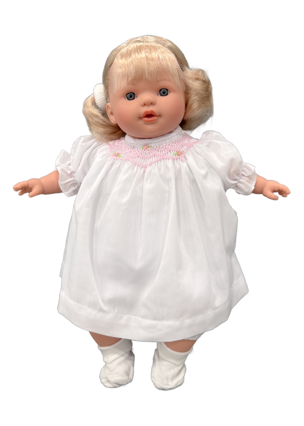 Lilly Blue Eye 15" Doll with Short Pigtails and White Dress