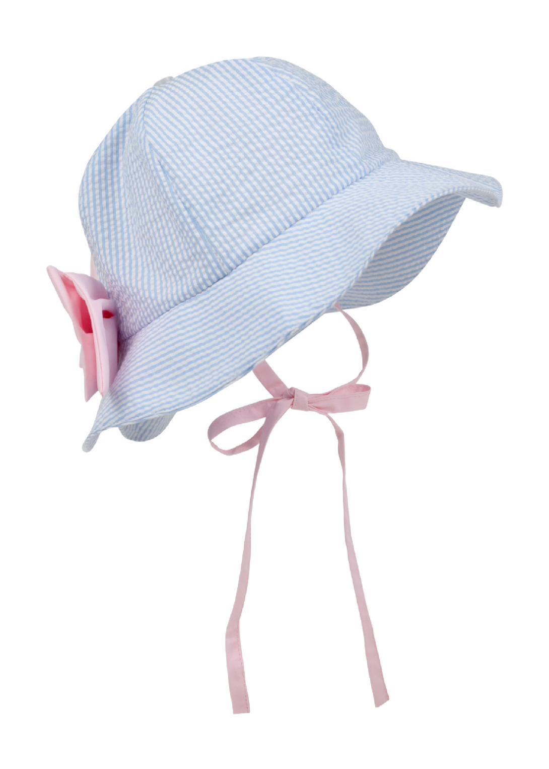 Pippa Petal Hat Seersucker Breakers Blue Pink Palm Beach