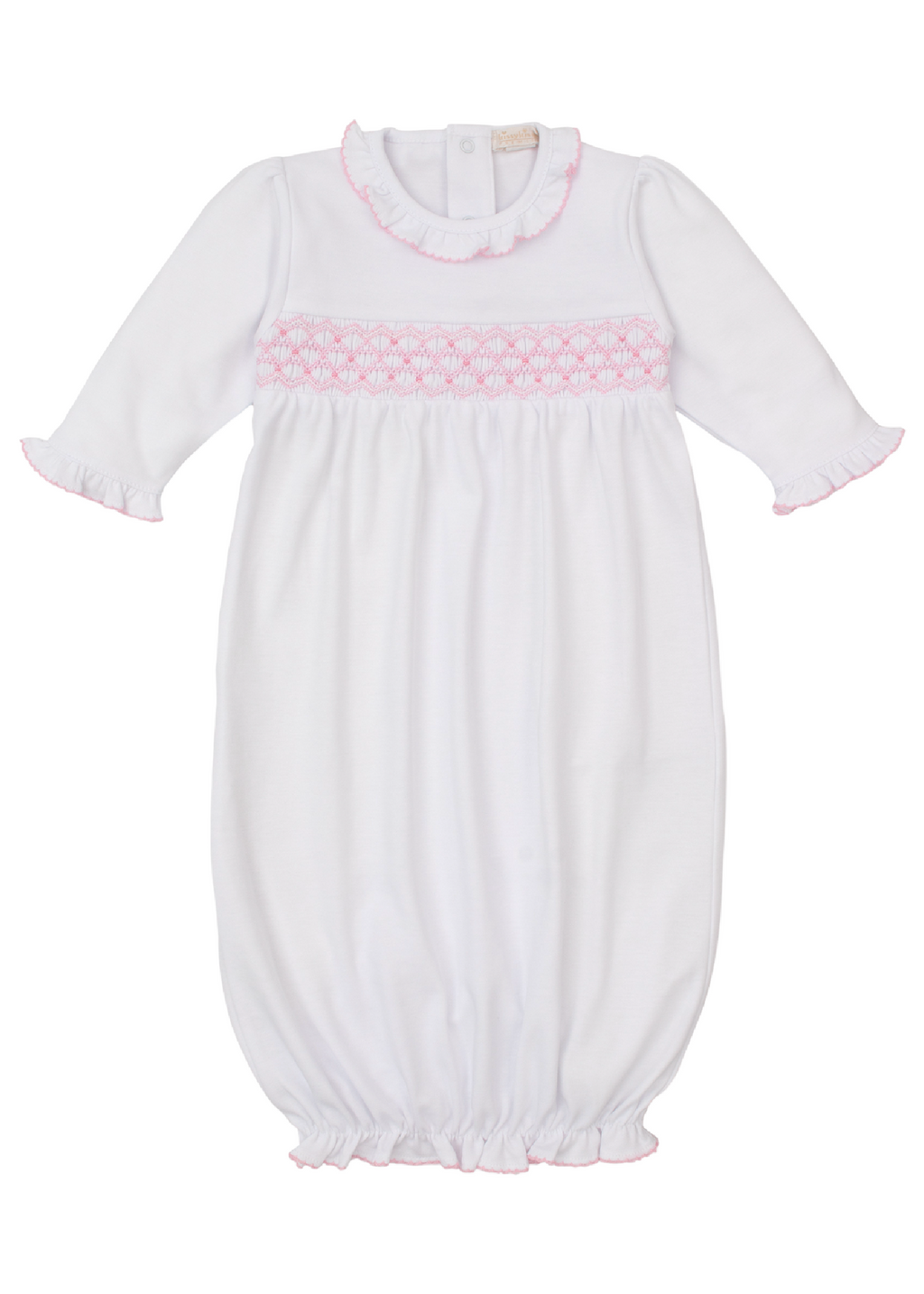 CLB Summer 25 White with Pink Hand Smocked Sack