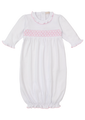 CLB Summer 25 White with Pink Hand Smocked Sack