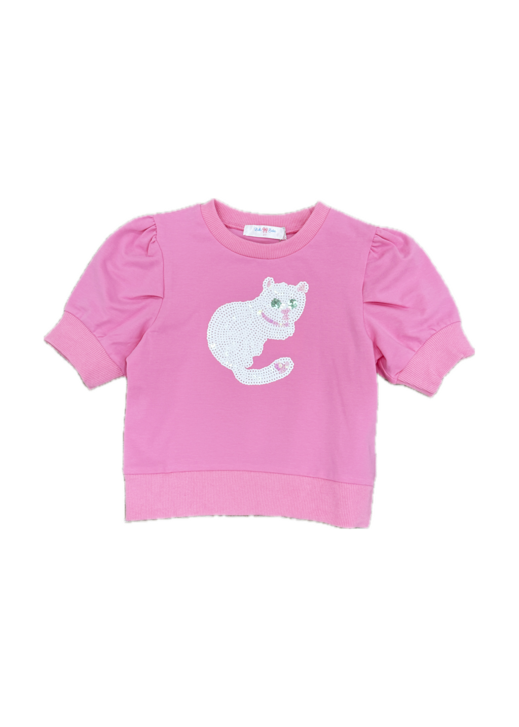 Lily Cat Pink Sequin Puff Sleeve Shirt