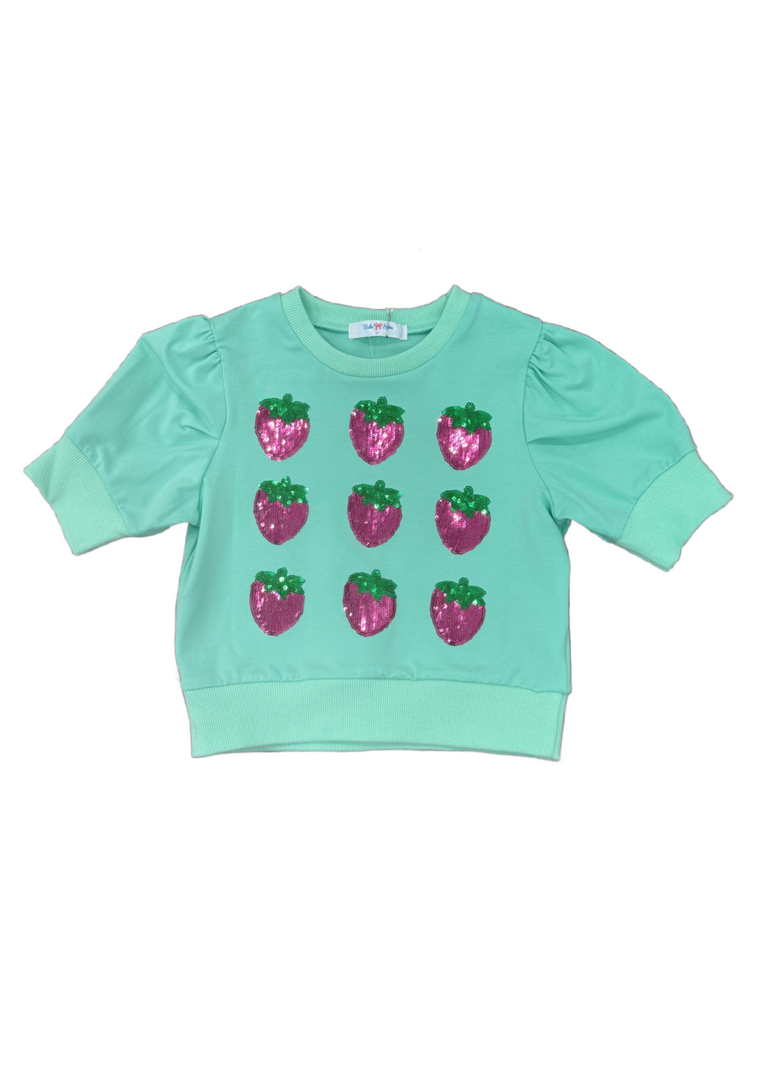 Lily Strawberry Green Sequin Puff Sleeve Shirt