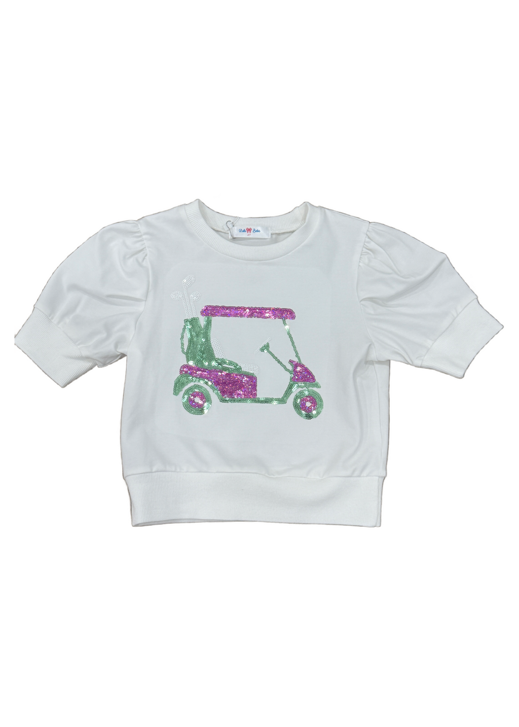 Lily Golf Cart White Sequin Puff Sleeve Shirt