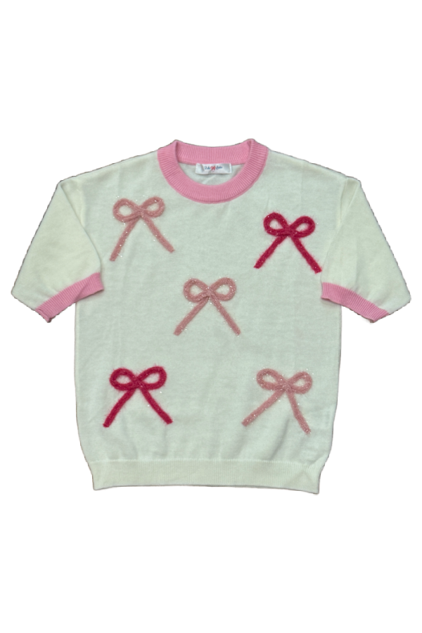 Cream Sweater With Pink Bows