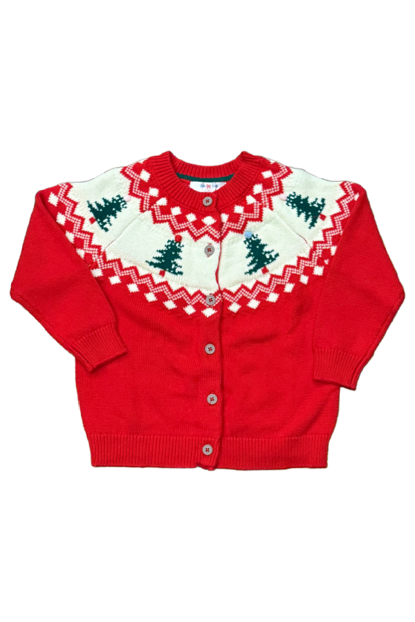 Red Christmas Tree Cardigan Sweater