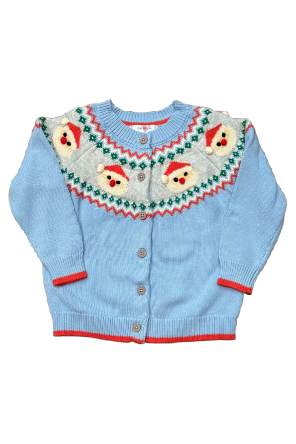 Blue Santa Cardigan Sweater