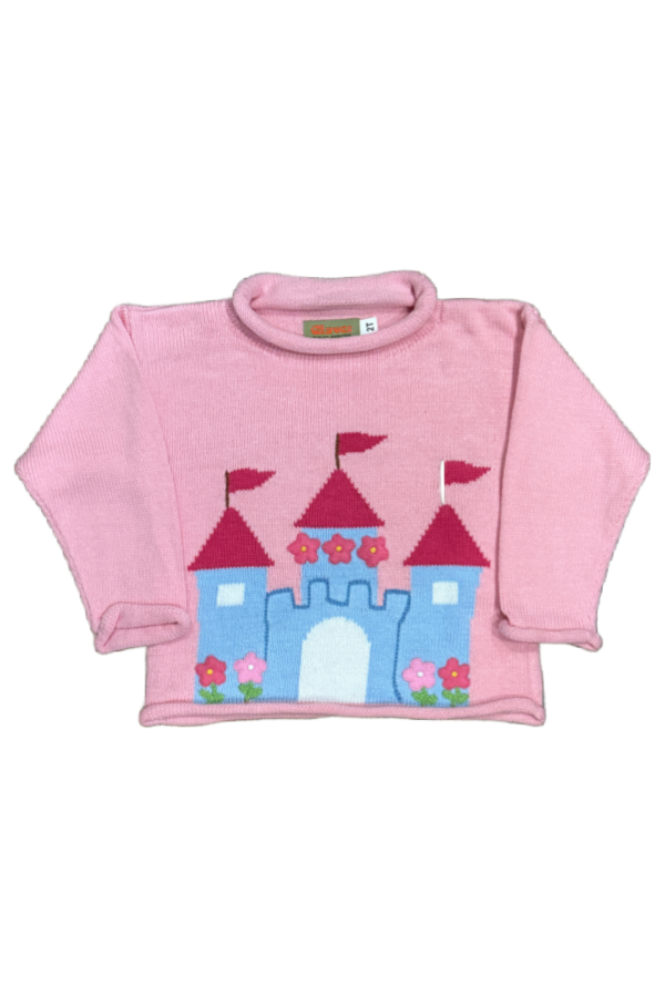 Castle with Flowers Roll Neck Sweater