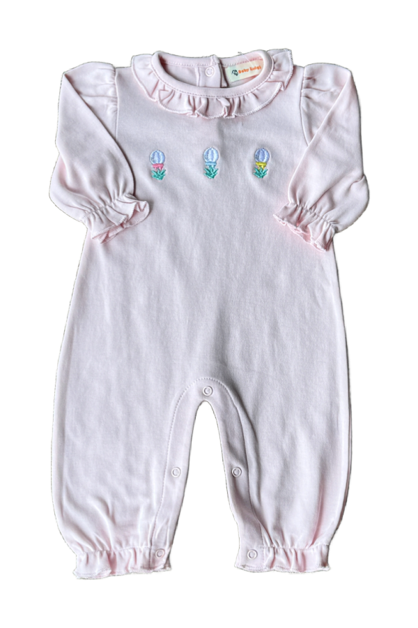 Light Pink Romper with Embroidered Golf Balls