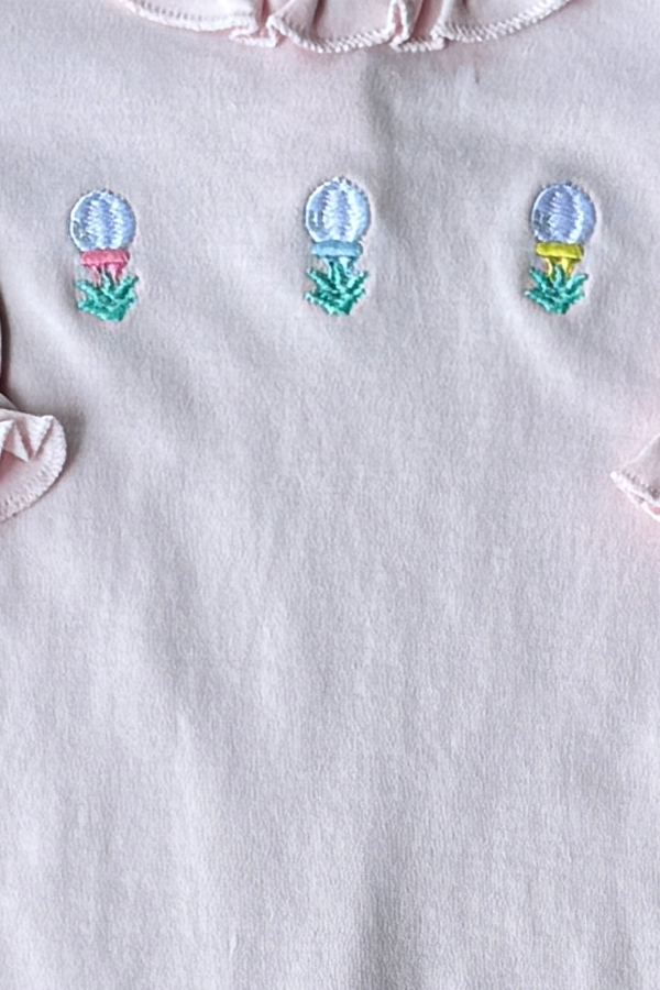Light Pink Romper with Embroidered Golf Balls